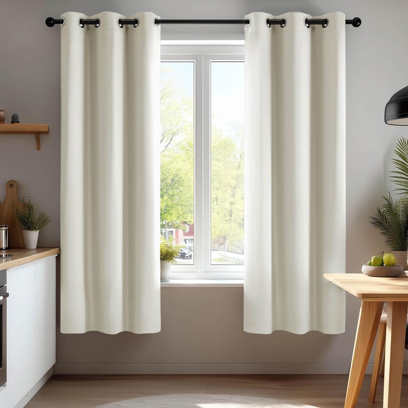 Deconovo Blackout Curtains for Bedroom, Thermal Insulated Room Darkening Grommet Window Drapes, Light Beige, 38W x 45L Inch, Pack of 2 for Living Room & Nursery Privacy Panels - Image 1